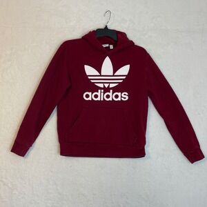 Adidas Youth L Burgundy Trefoil Logo Pullover Hoodie Sweatshirt